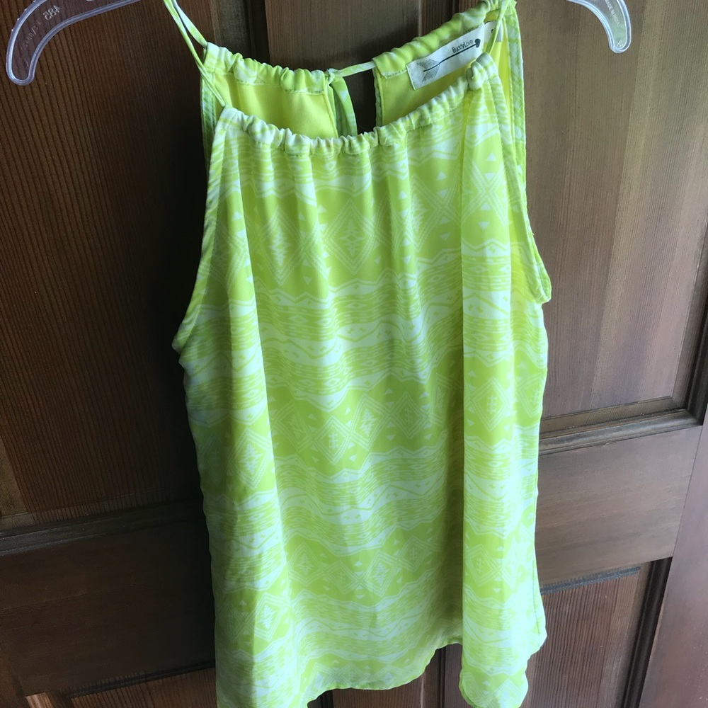 Green and White Blouse